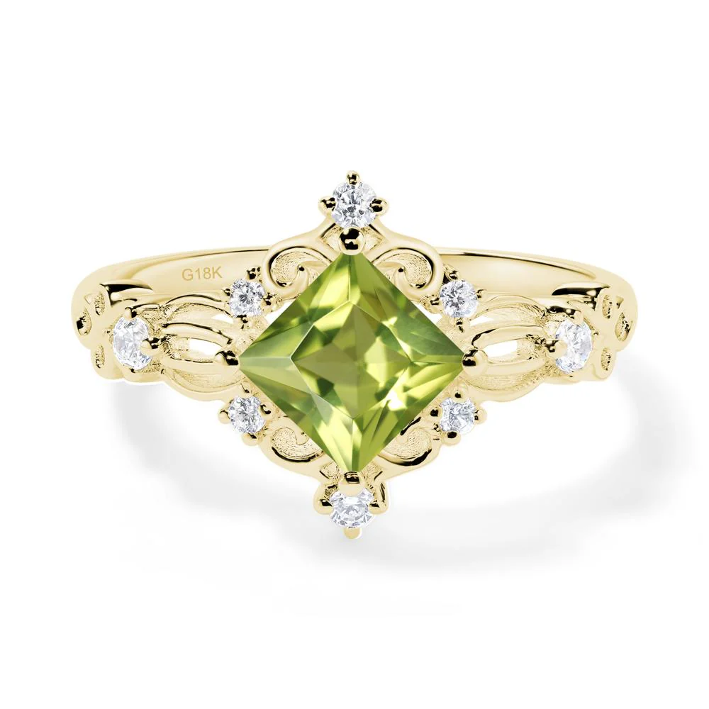 Princess Cut Peridot Art Deco Ring - Image 5