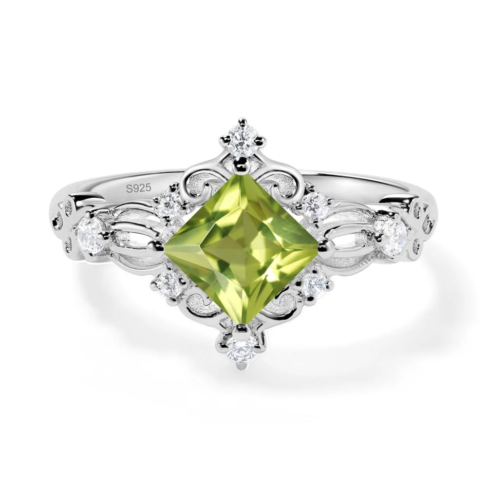 Princess Cut Peridot Art Deco Ring - Image 7