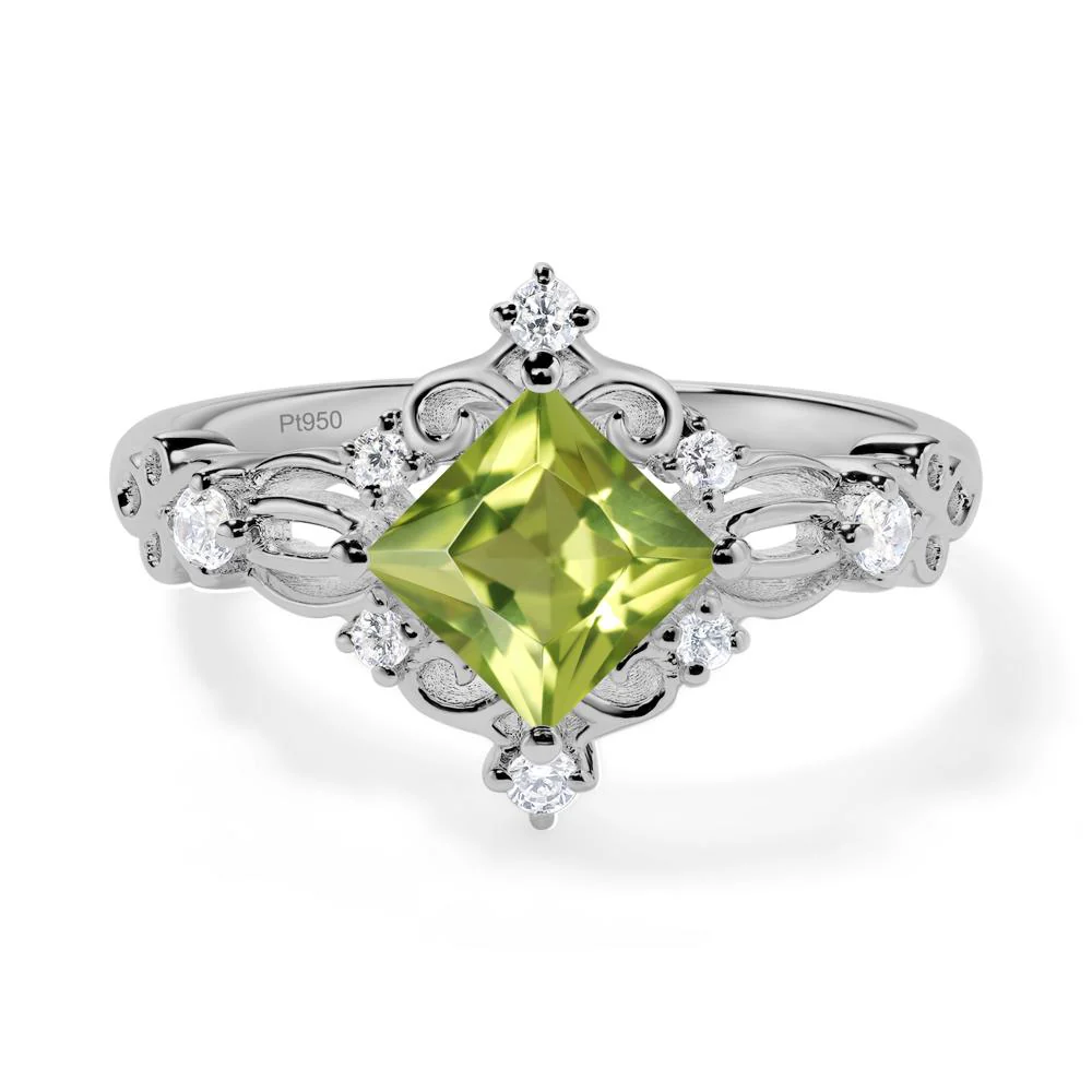 Princess Cut Peridot Art Deco Ring - Image 8