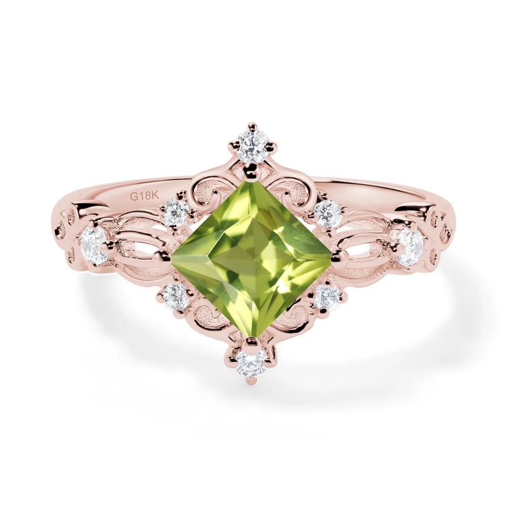Princess Cut Peridot Art Deco Ring - Image 9