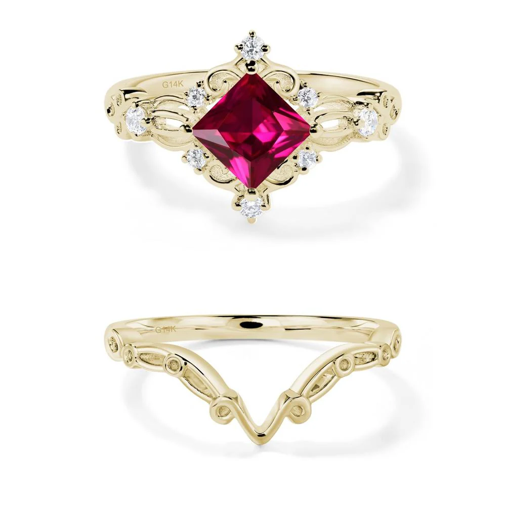 Princess Cut Ruby Art Deco Ring - Image 11