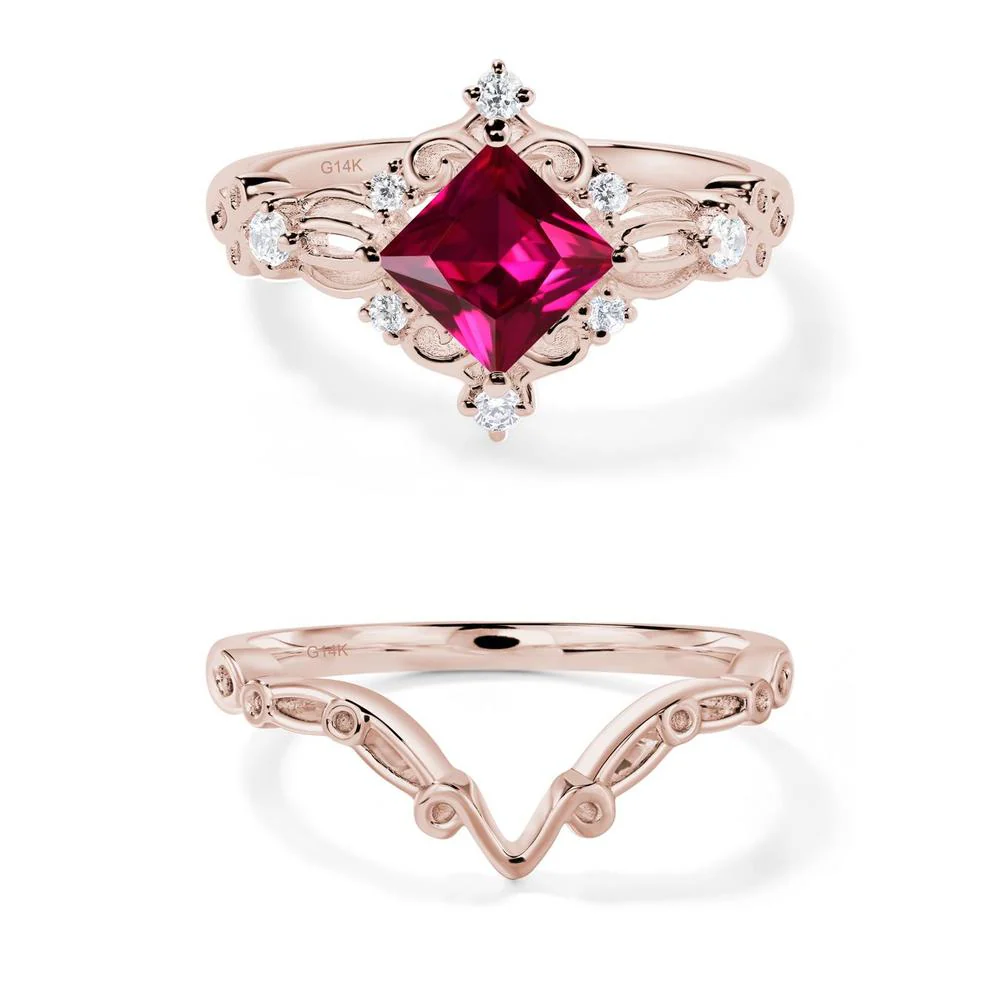 Princess Cut Ruby Art Deco Ring - Image 19