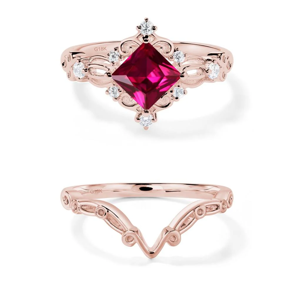 Princess Cut Ruby Art Deco Ring - Image 21