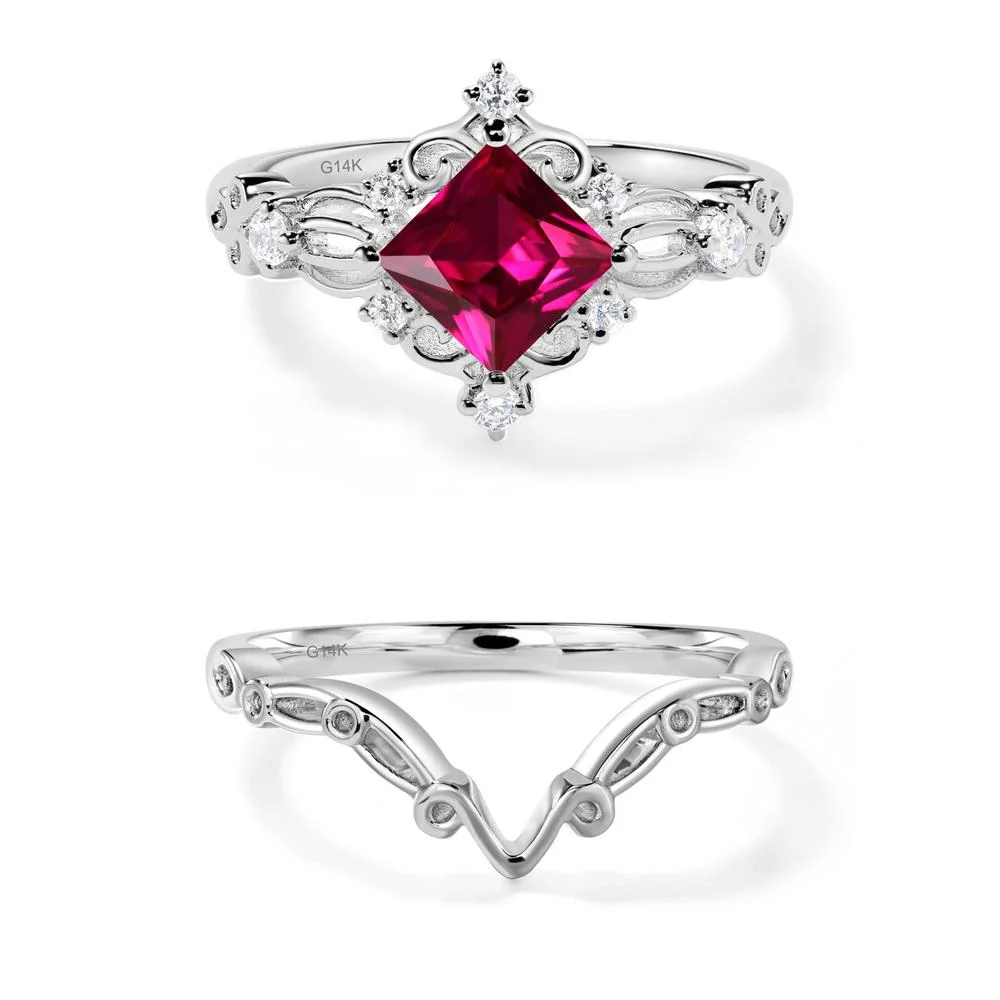 Princess Cut Ruby Art Deco Ring - Image 23