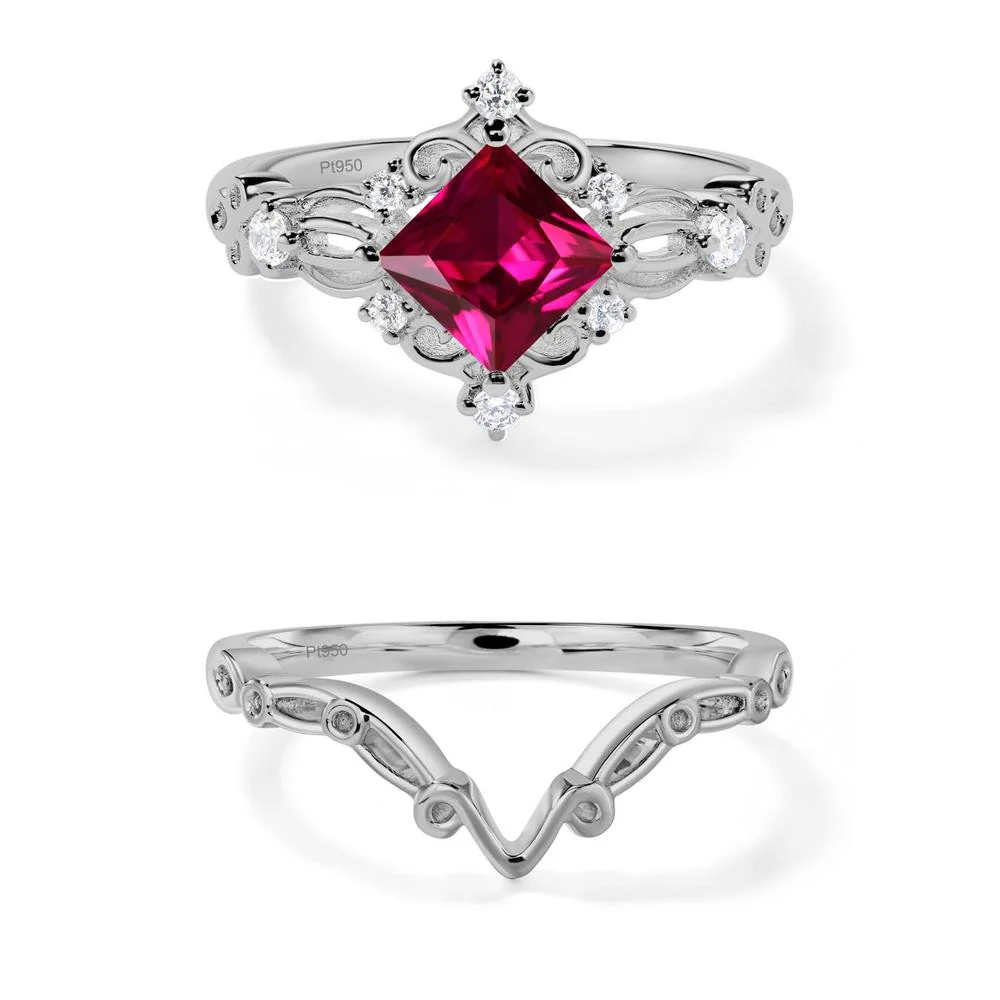 Princess Cut Ruby Art Deco Ring - Image 25
