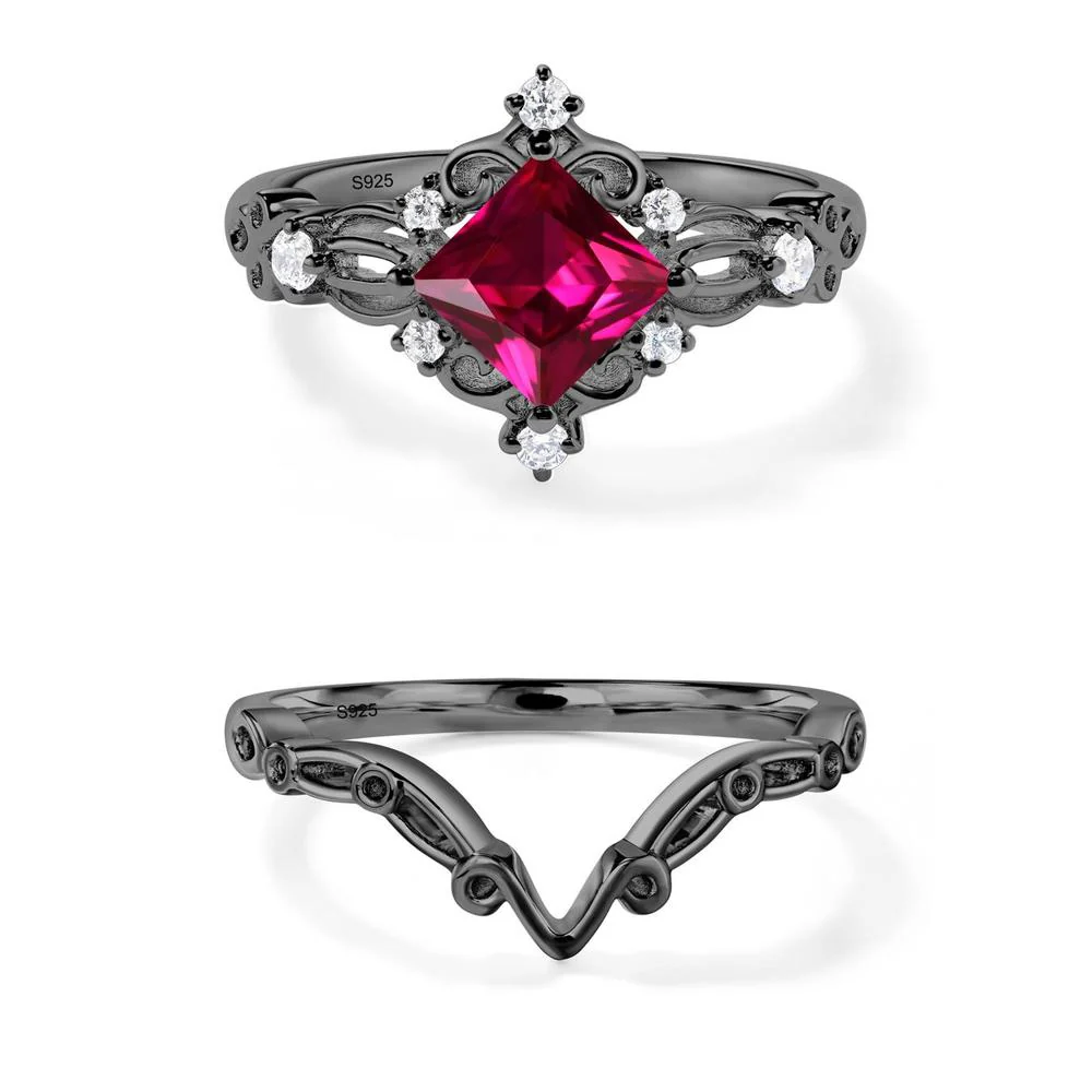 Princess Cut Ruby Art Deco Ring - Image 27
