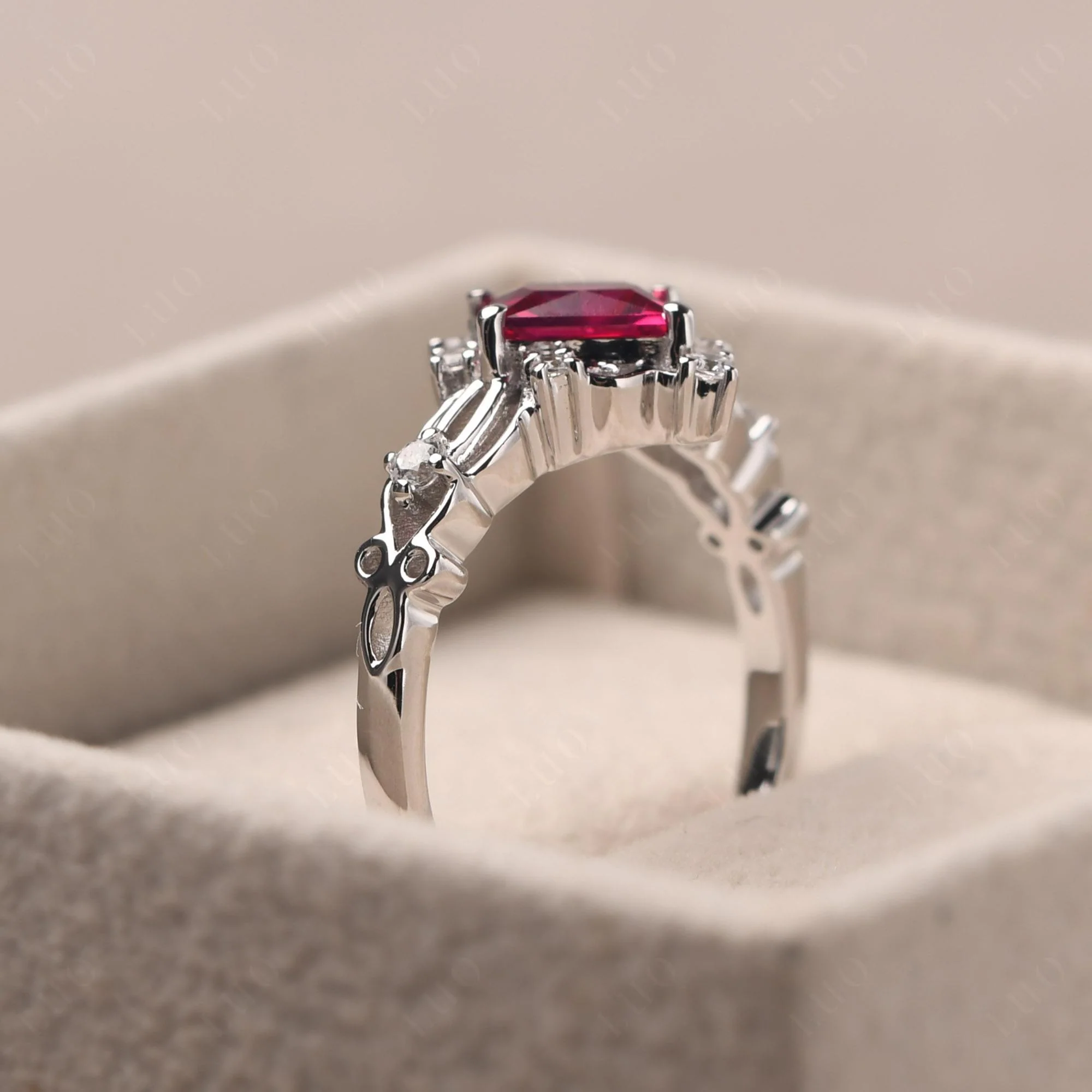 Princess Cut Ruby Art Deco Ring - Image 32