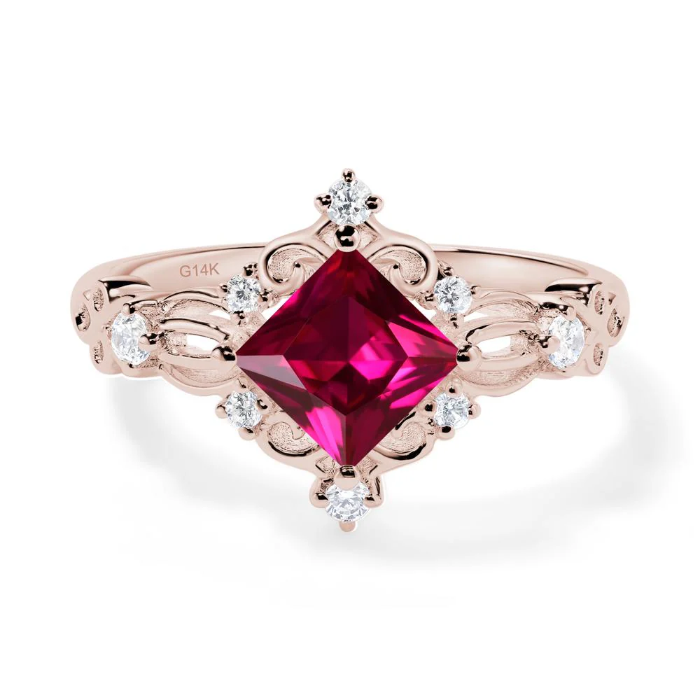 Princess Cut Ruby Art Deco Ring - Image 5