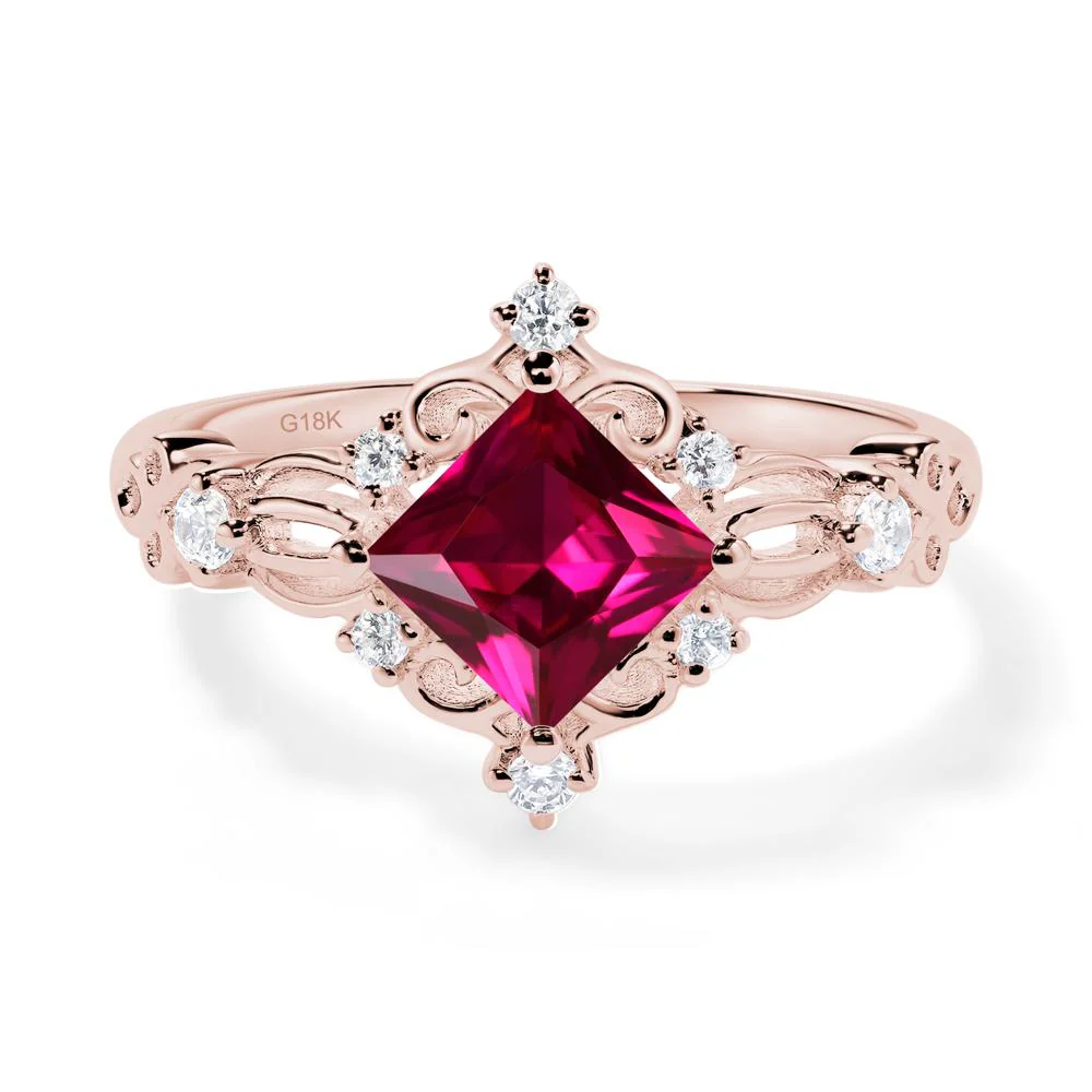 Princess Cut Ruby Art Deco Ring - Image 6