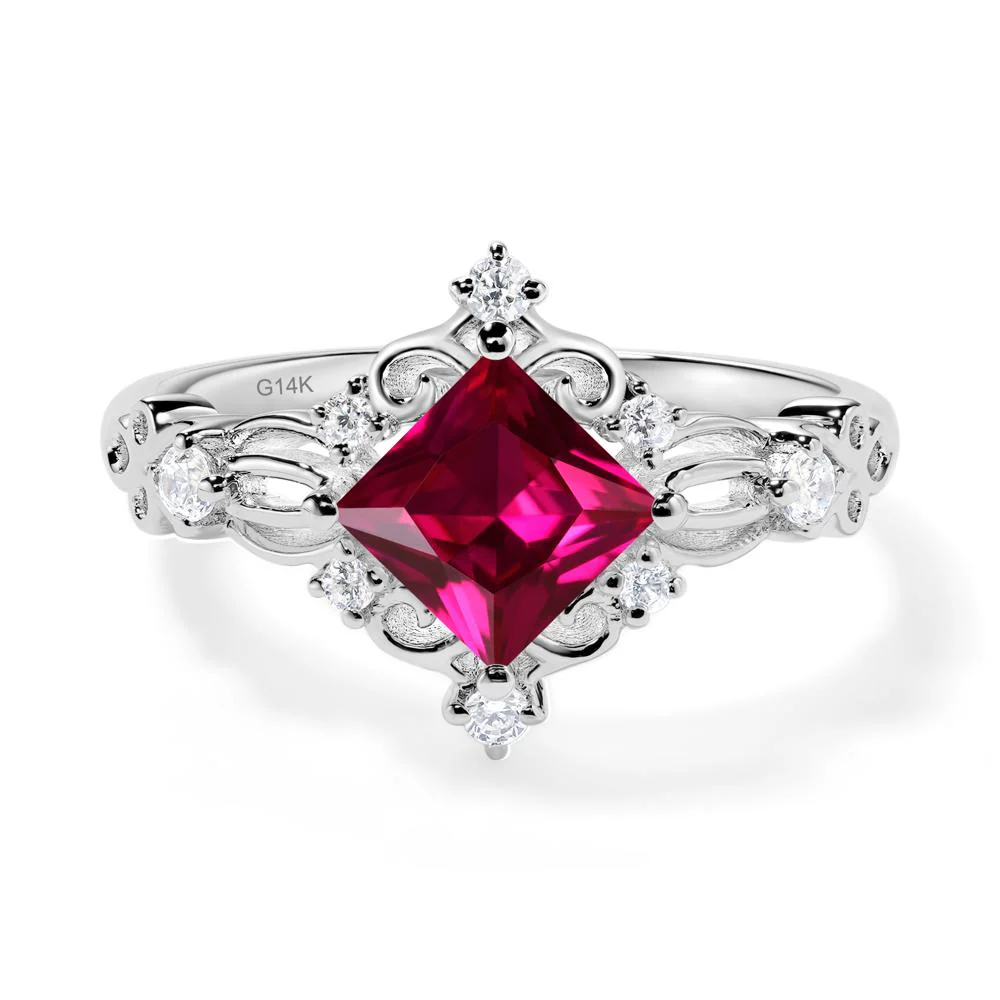 Princess Cut Ruby Art Deco Ring - Image 7