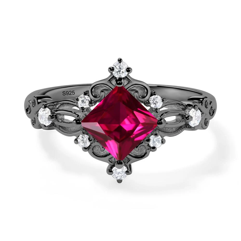 Princess Cut Ruby Art Deco Ring - Image 9