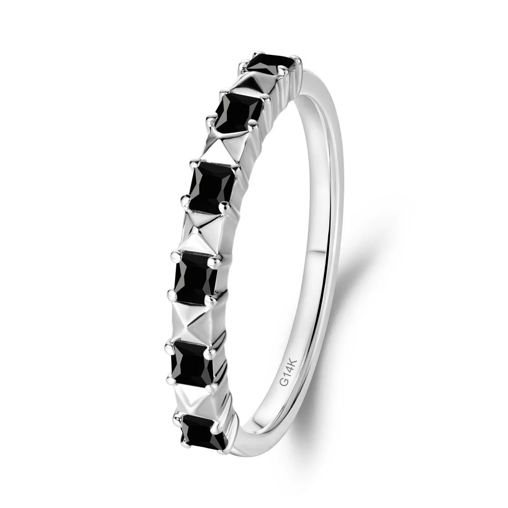 Princess Cut Black Spinel Anniversary Ring
