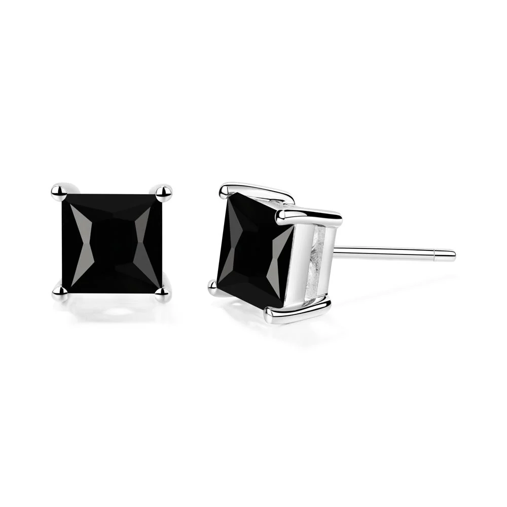 Princess Cut Black Spinel Earrings - Image 4