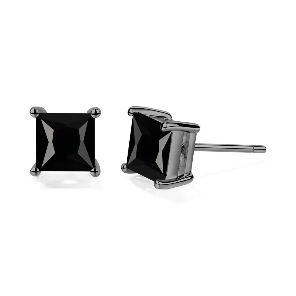 Princess Cut Black Spinel Earrings - Image 5