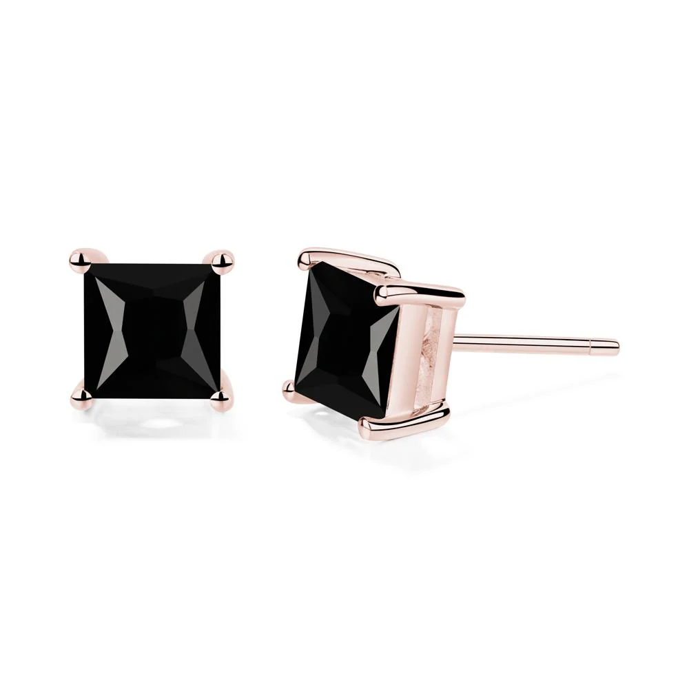 Princess Cut Black Spinel Earrings - Image 8