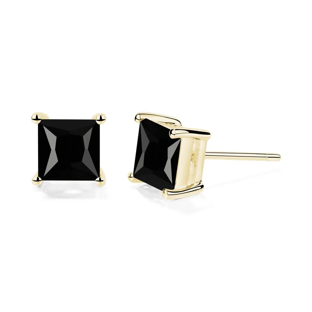 Princess Cut Black Spinel Earrings - Image 9