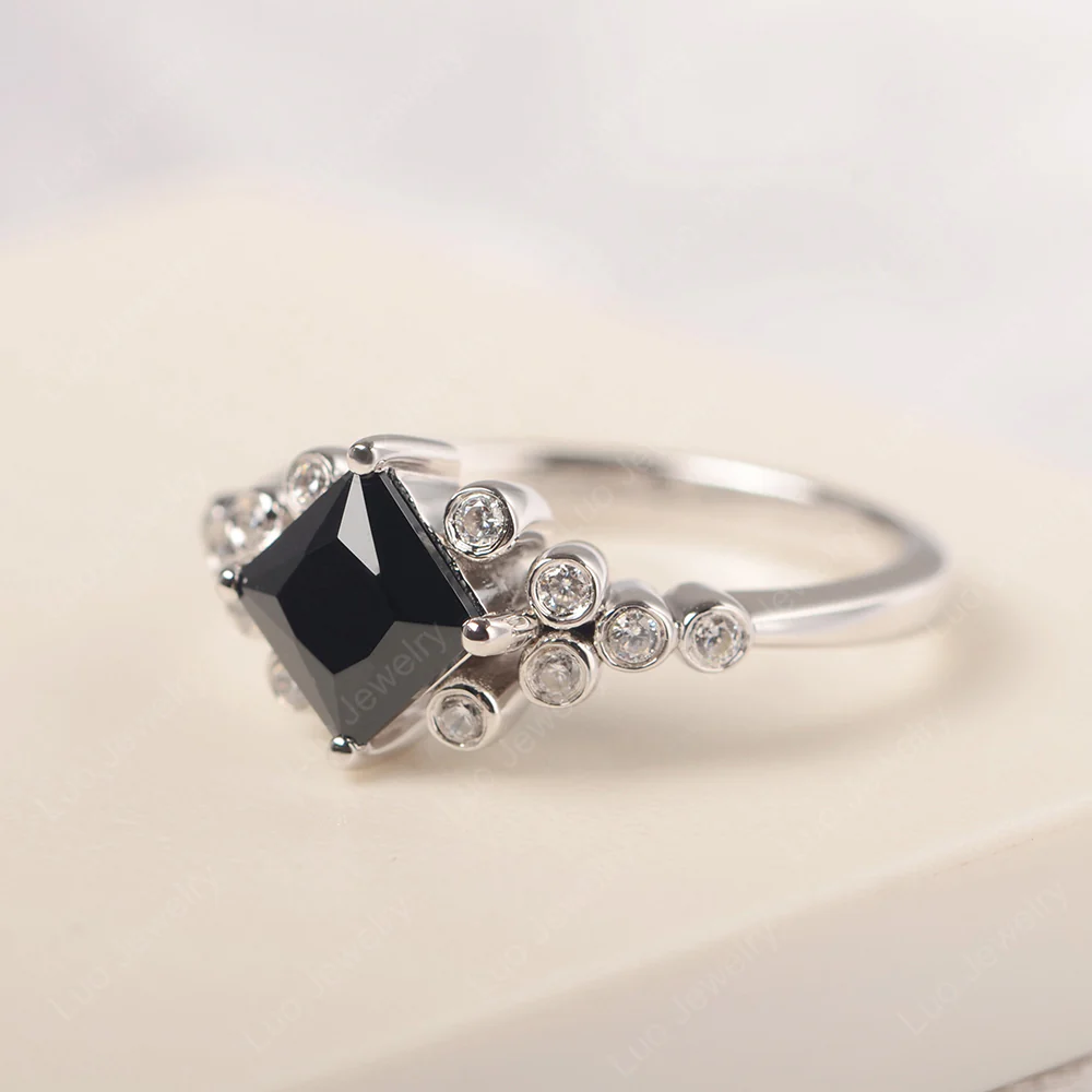 Black Spinel Stardust Engagement Ring - Image 2