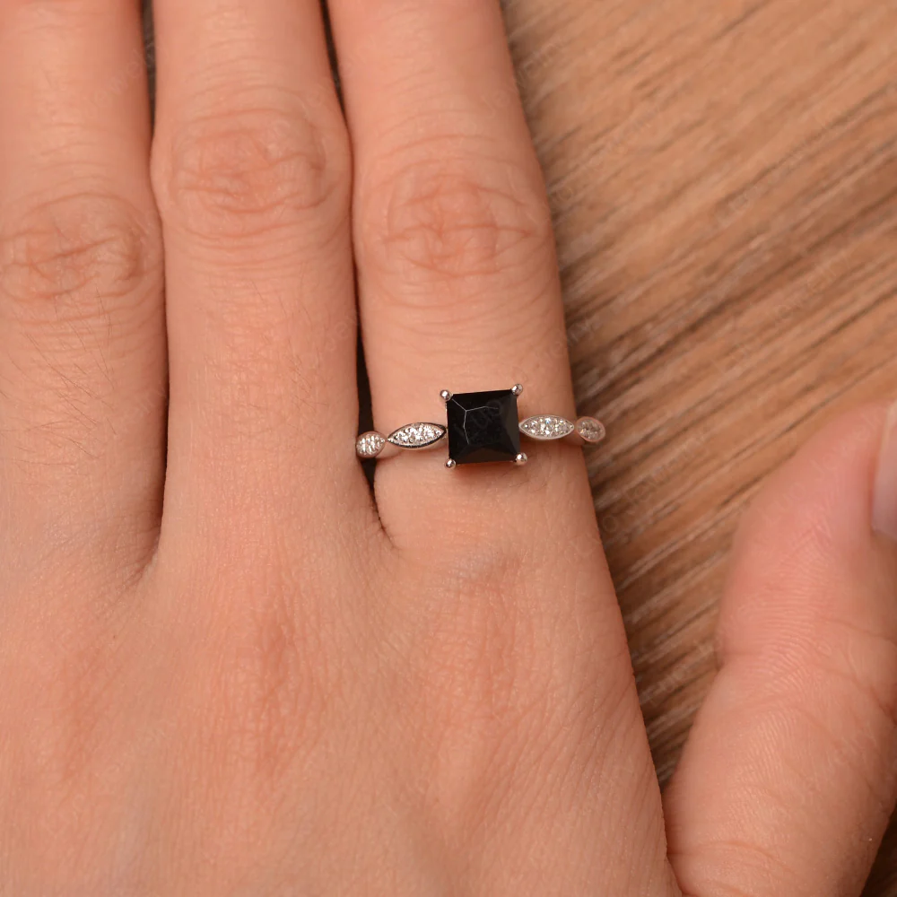 Princess Cut Black Spinel Ring - Image 4