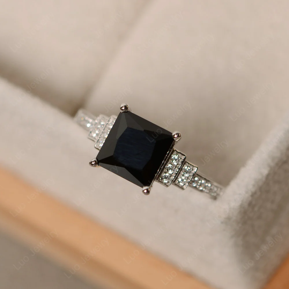 Black Spinel Elegant Engagement Ring - Image 3