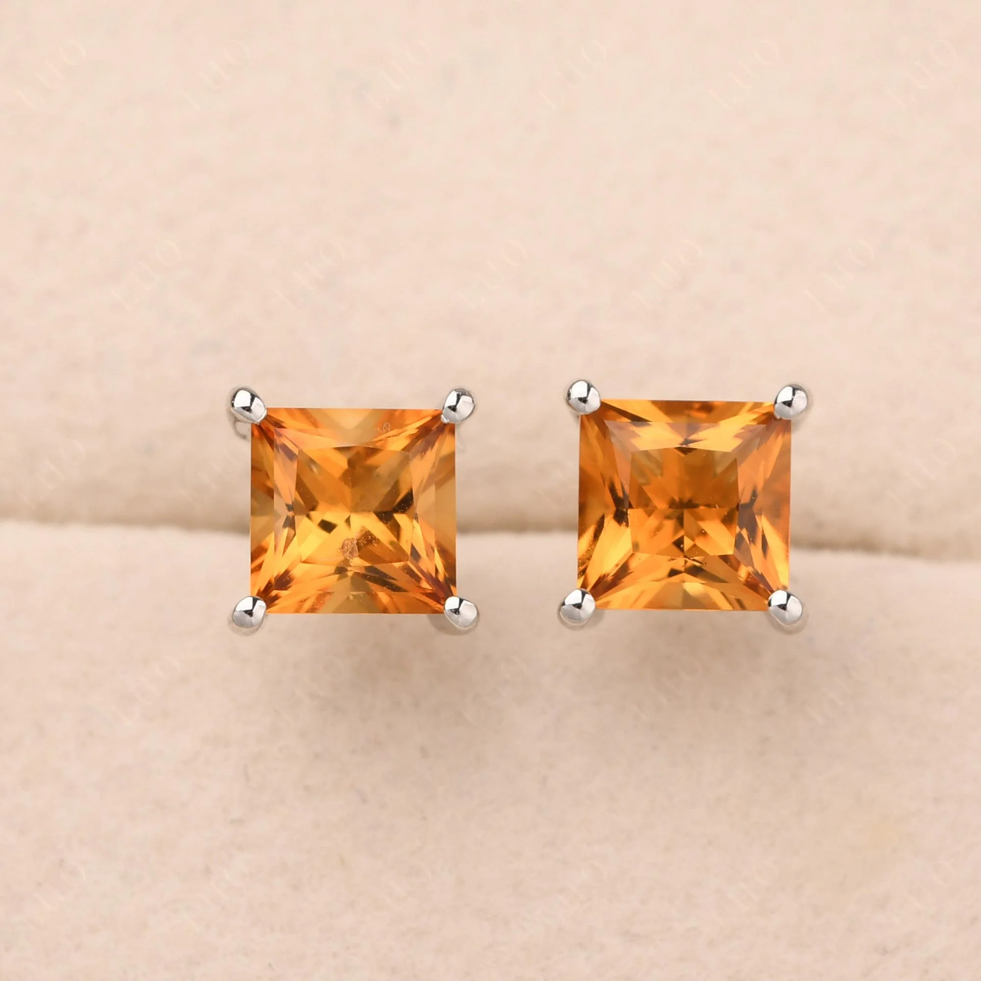 Princess Cut Citrine Earrings - Image 10