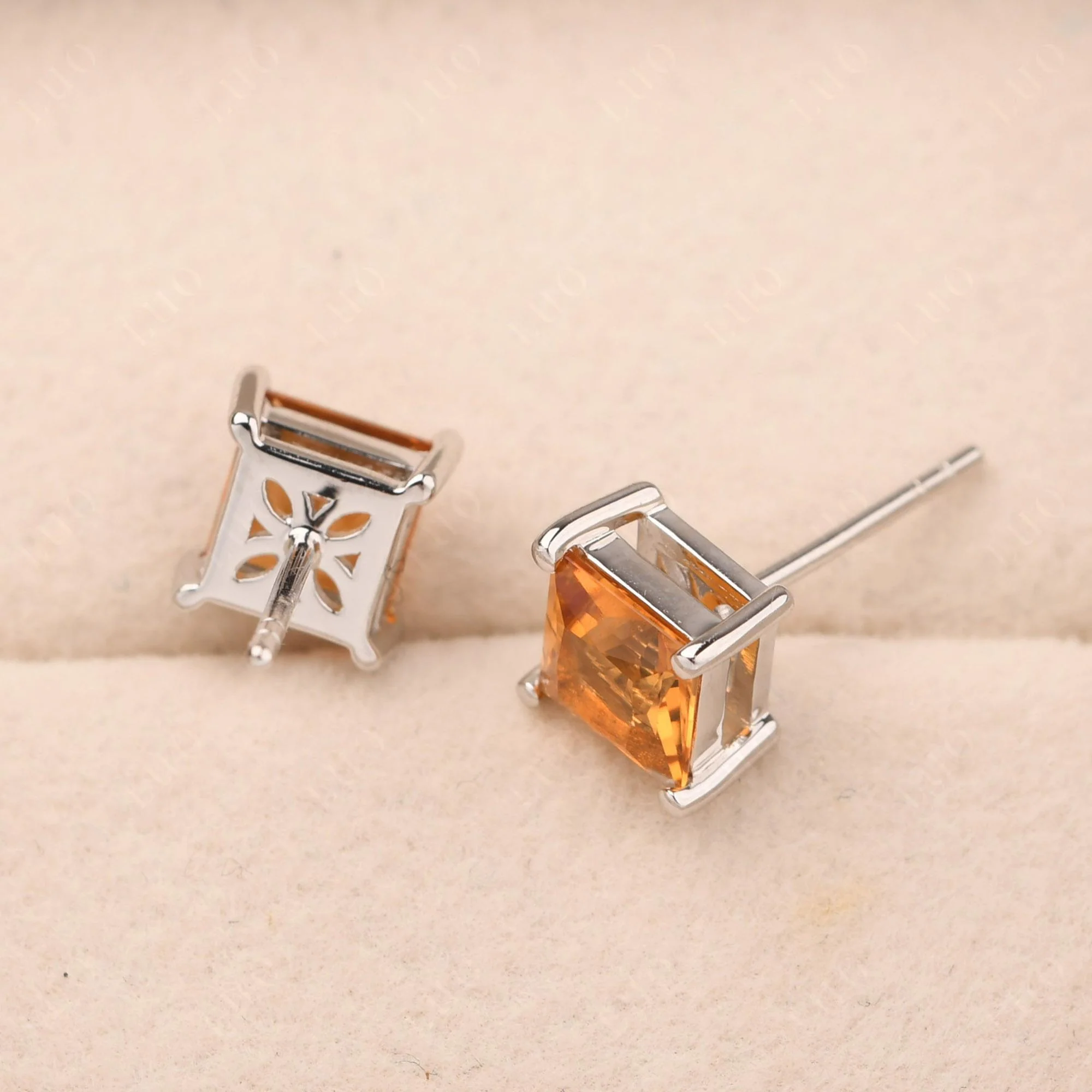 Princess Cut Citrine Earrings - Image 12