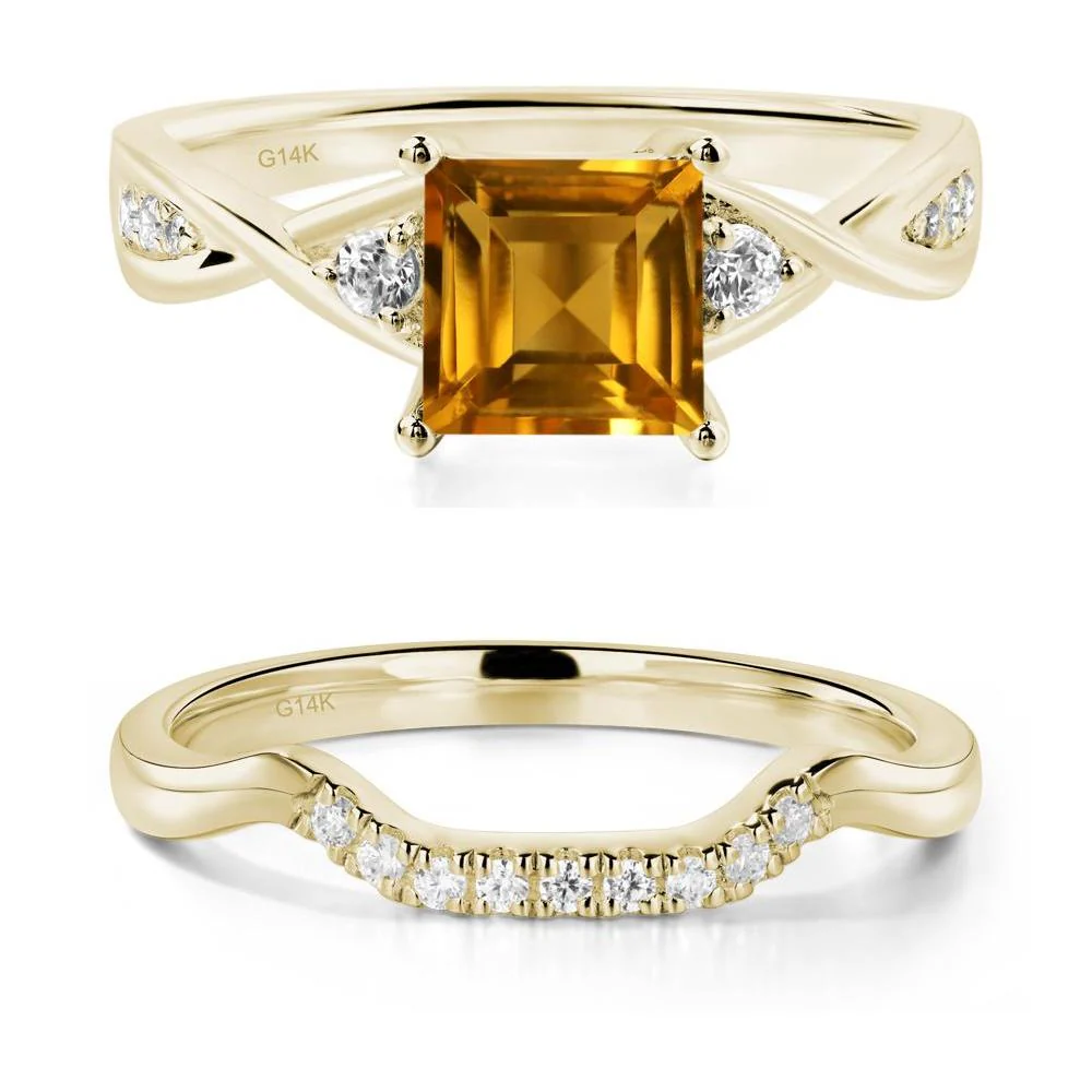 Square Cut Citrine Engagement Ring - Image 15