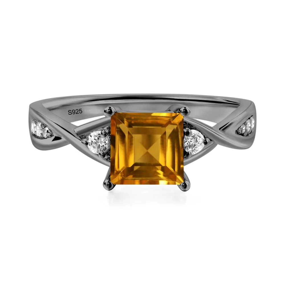 Square Cut Citrine Engagement Ring - Image 2