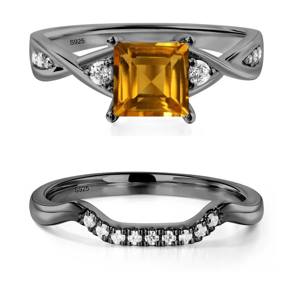 Square Cut Citrine Engagement Ring - Image 23