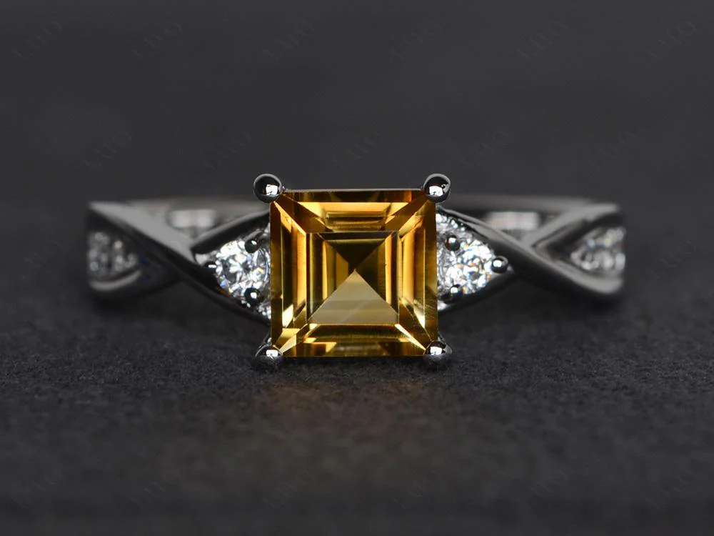 Square Cut Citrine Engagement Ring - Image 29