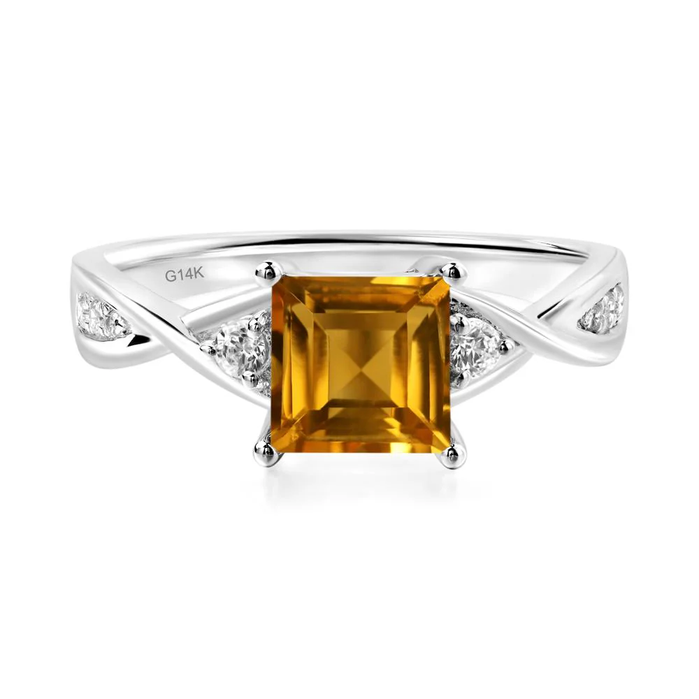 Square Cut Citrine Engagement Ring - Image 3