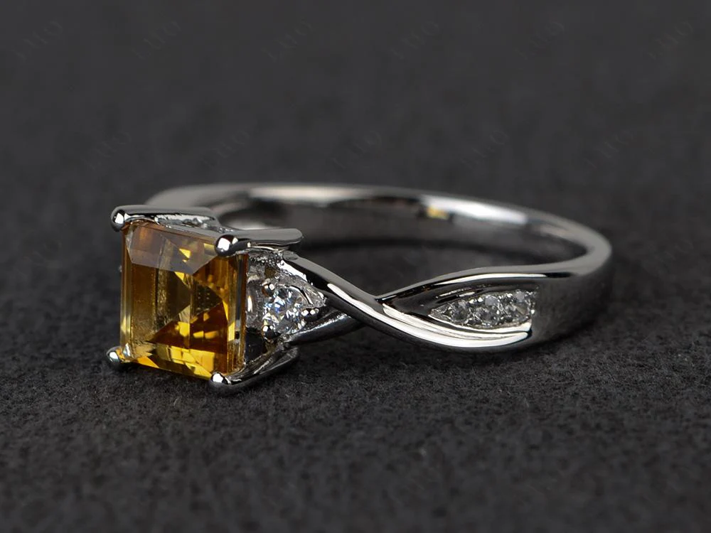 Square Cut Citrine Engagement Ring - Image 30