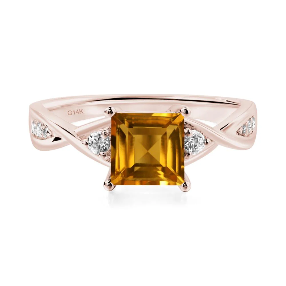 Square Cut Citrine Engagement Ring - Image 5