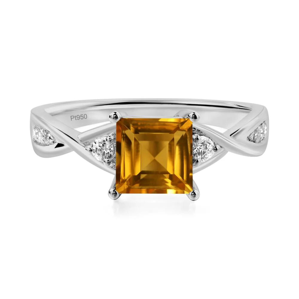 Square Cut Citrine Engagement Ring - Image 9