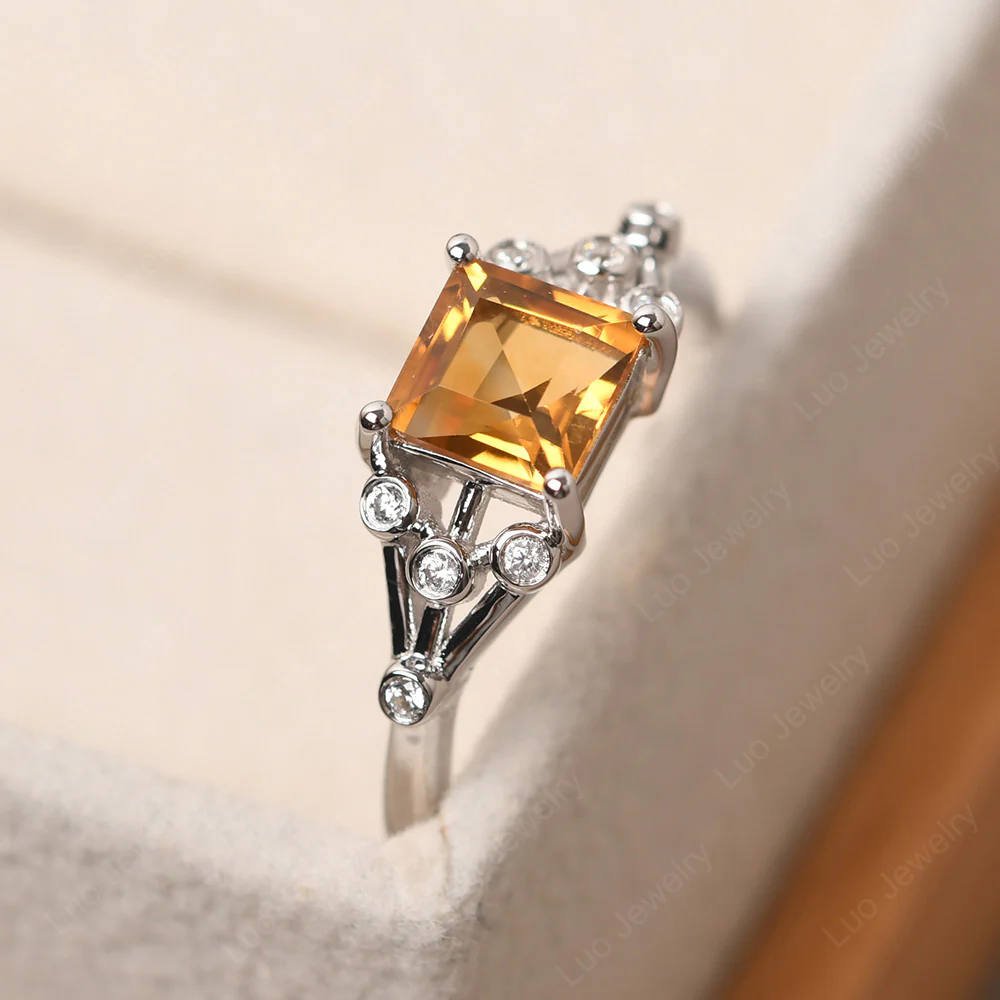Square Cut Citrine Constellation Ring - Image 2