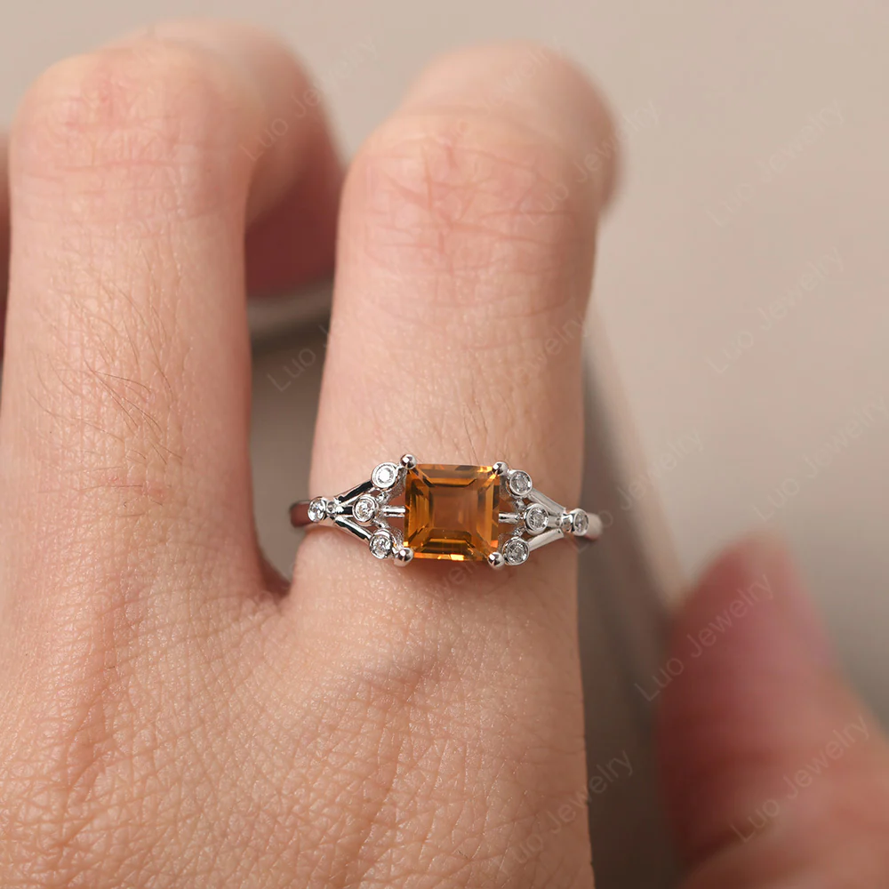 Square Cut Citrine Constellation Ring - Image 5