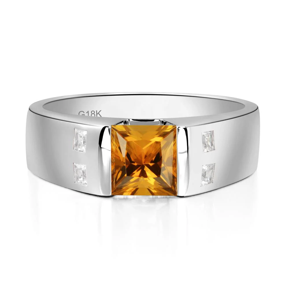 Princess Cut Citrine Ring for Men - Image 7