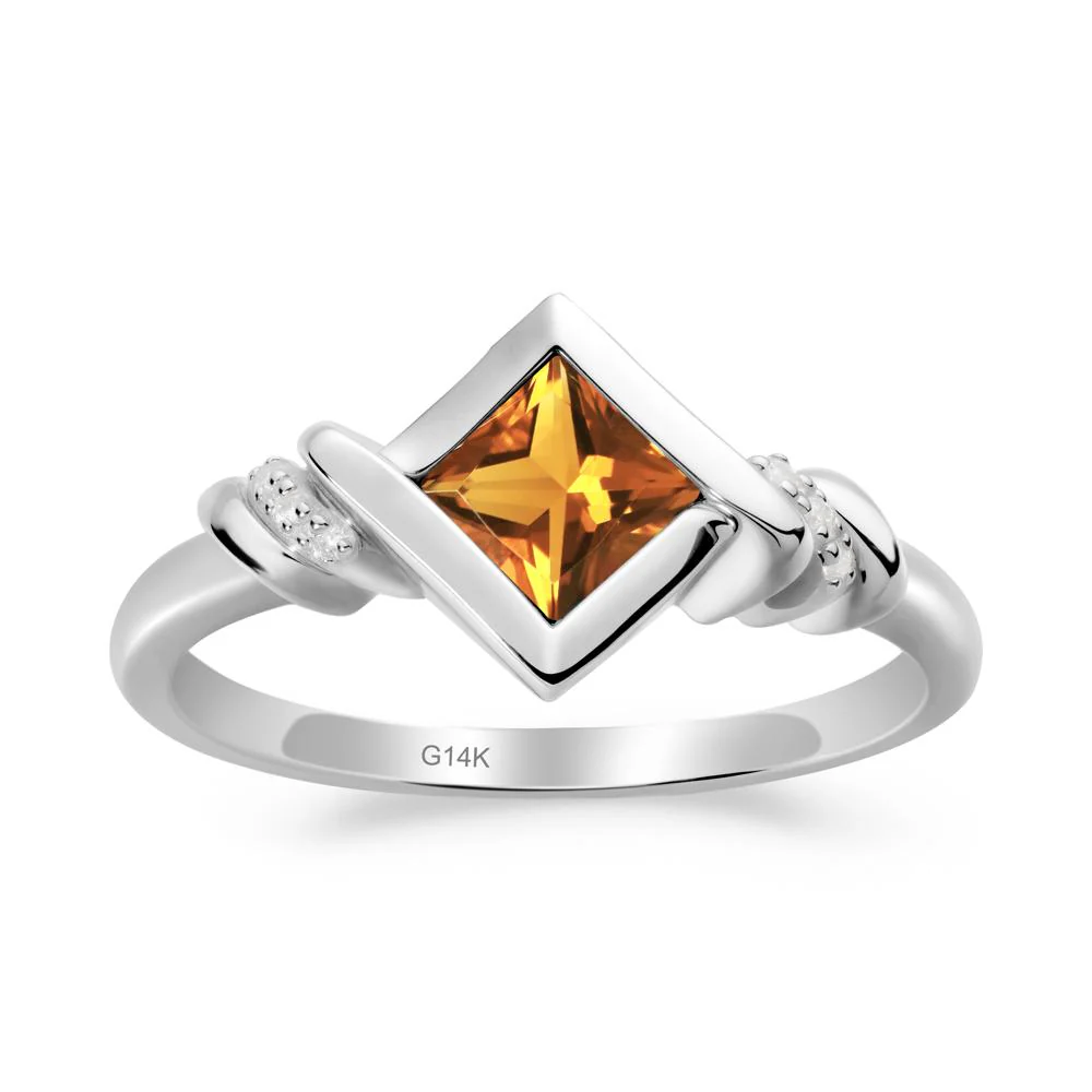 Princess Cut Citrine Statement Ring