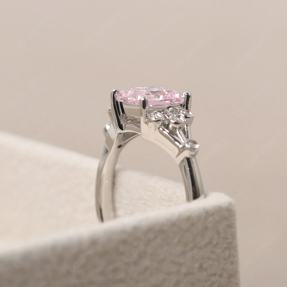 Princess Cut Pink Cubic Zirconia Constellation Ring - Image 4