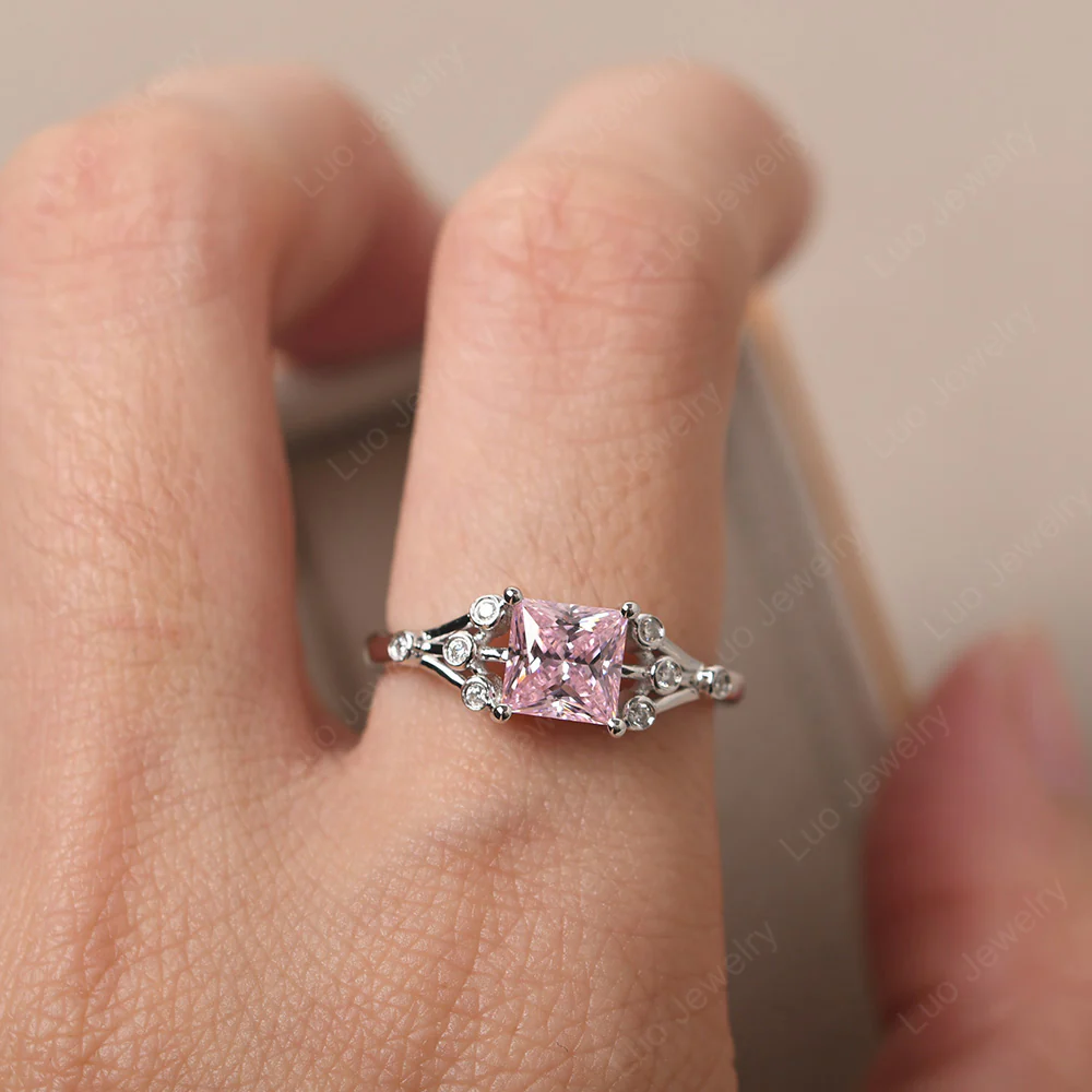 Princess Cut Pink Cubic Zirconia Constellation Ring - Image 5