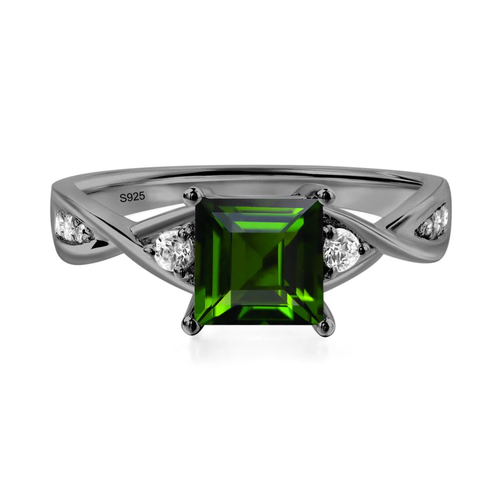 Diopside Square Cut Twist Engagement Ring - Image 2