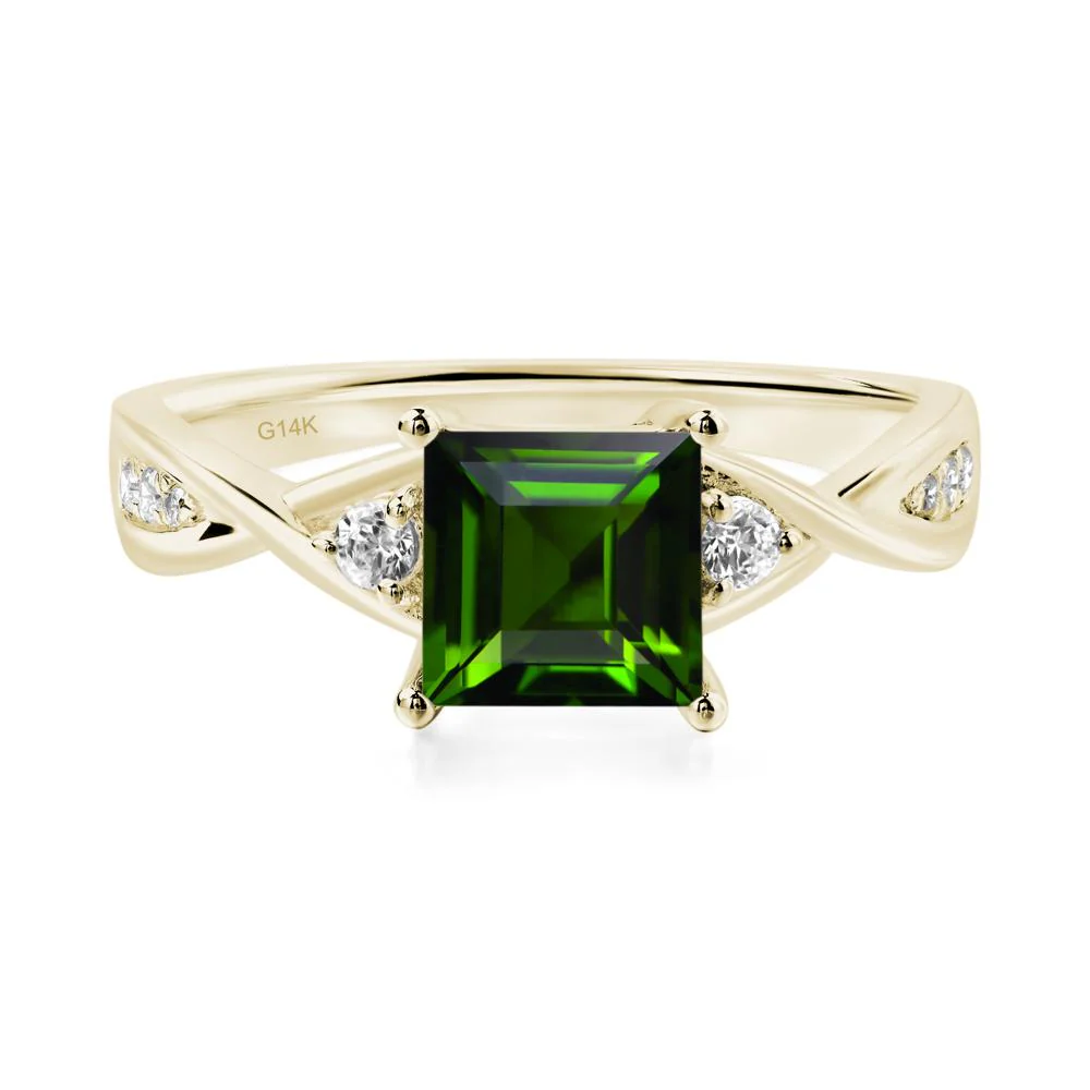 Diopside Square Cut Twist Engagement Ring - Image 4