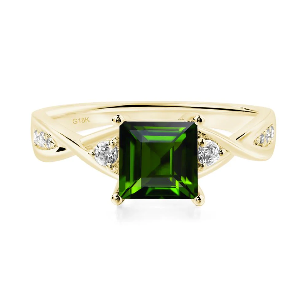 Diopside Square Cut Twist Engagement Ring - Image 7