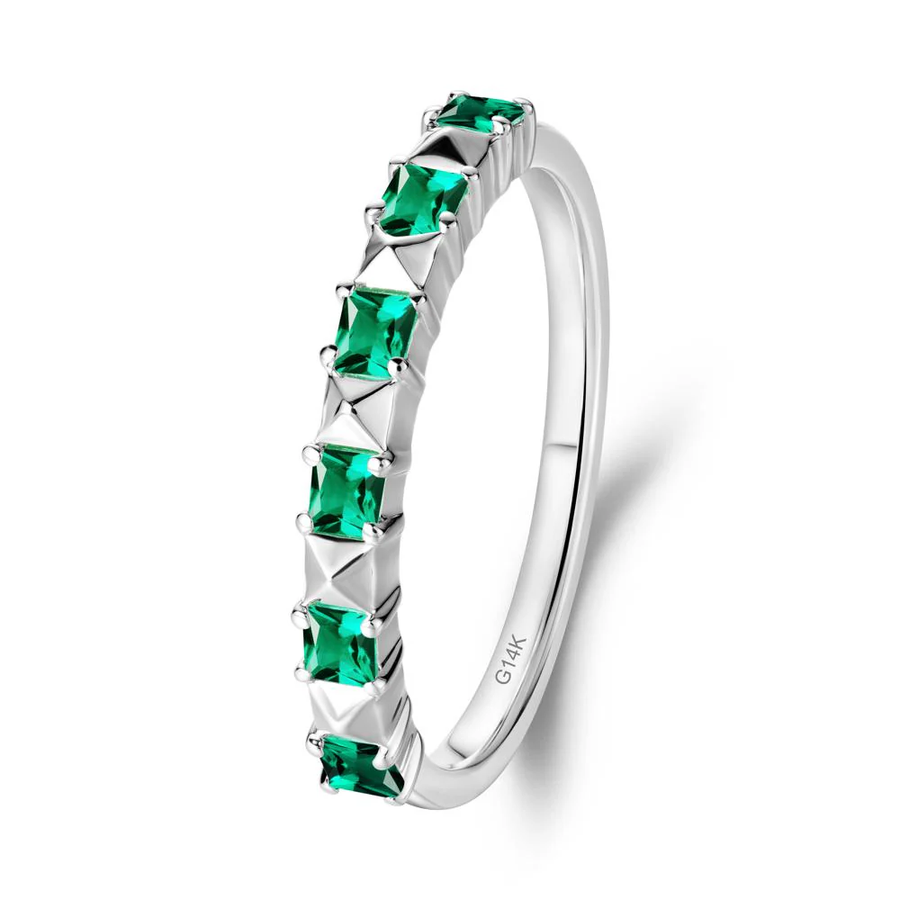 Princess Cut Emerald Stacking Ring - Image 2