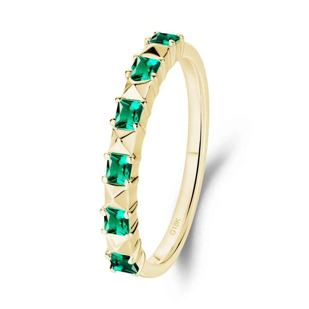 Princess Cut Emerald Stacking Ring - Image 9