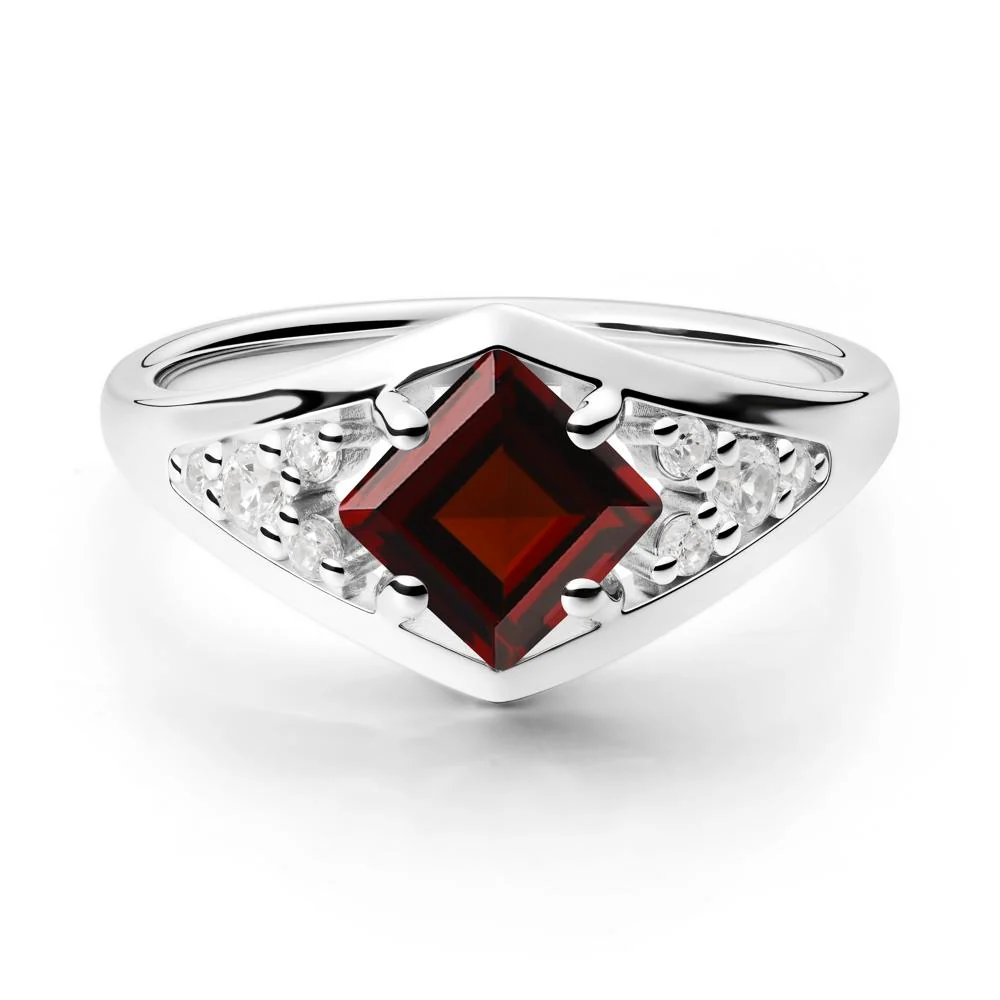 Princess Cut Garnet Cluster Ring