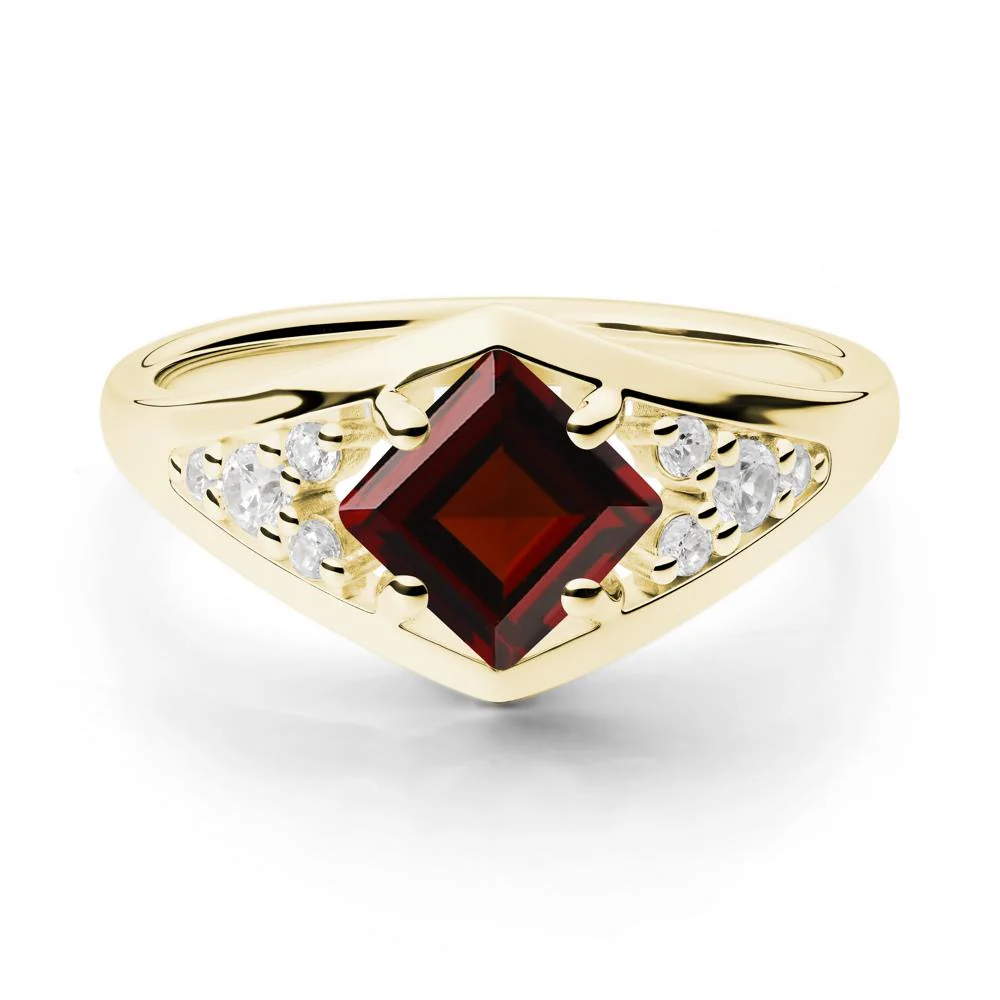 Princess Cut Garnet Cluster Ring - Image 2
