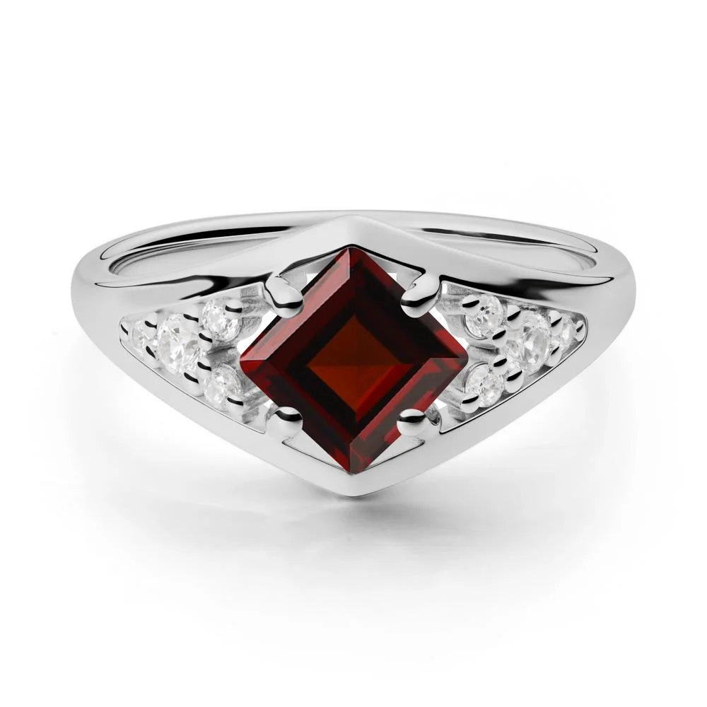Princess Cut Garnet Cluster Ring - Image 6