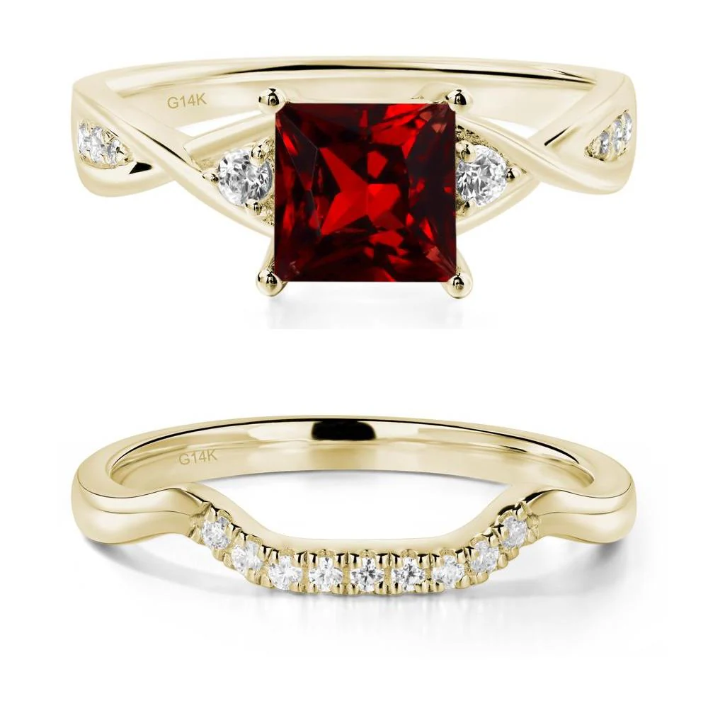 Princess Cut Garnet Engagement Ring - Image 15
