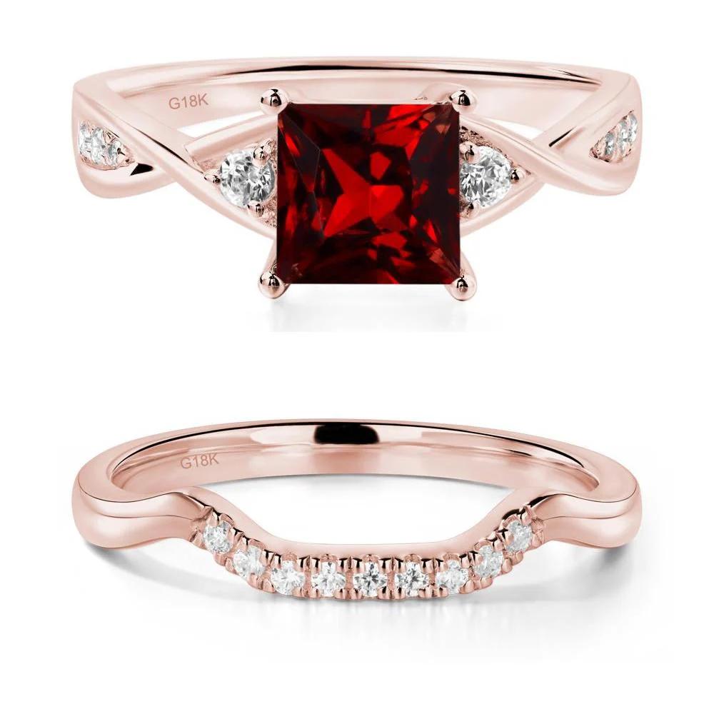 Princess Cut Garnet Engagement Ring - Image 17