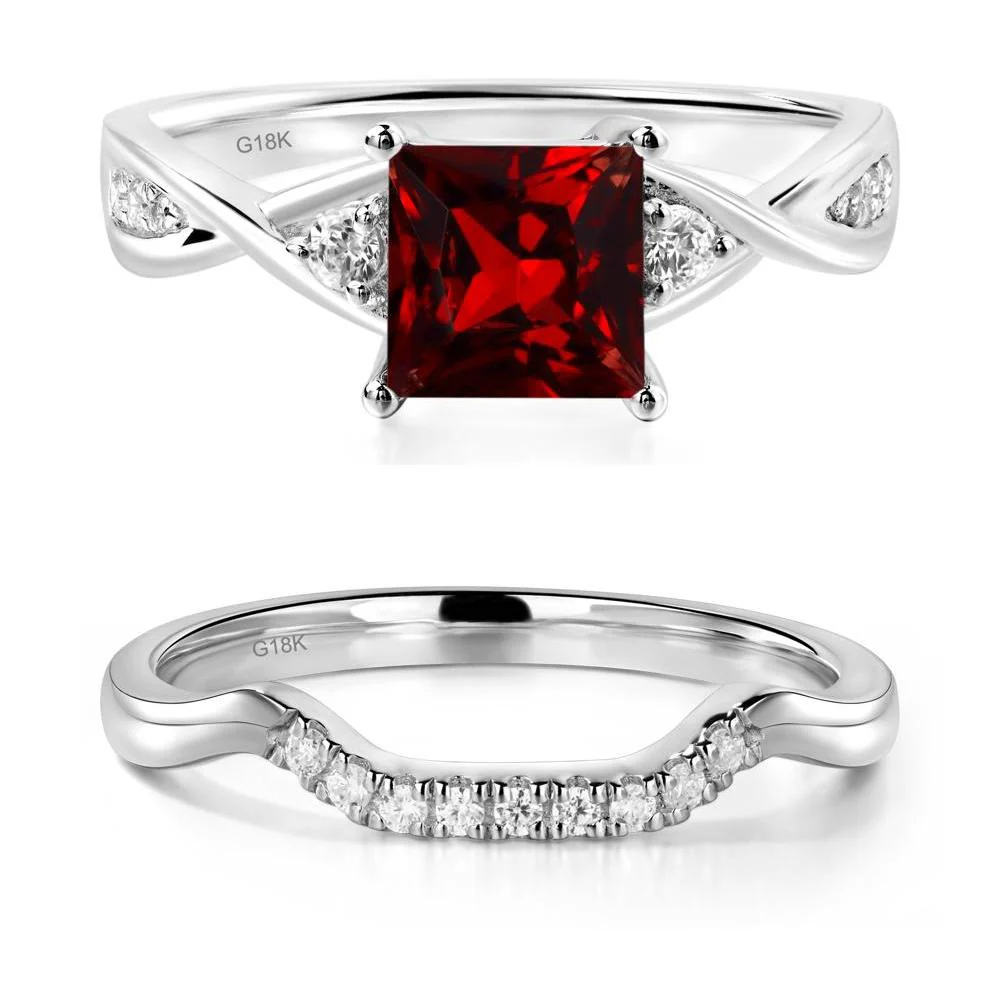 Princess Cut Garnet Engagement Ring - Image 19